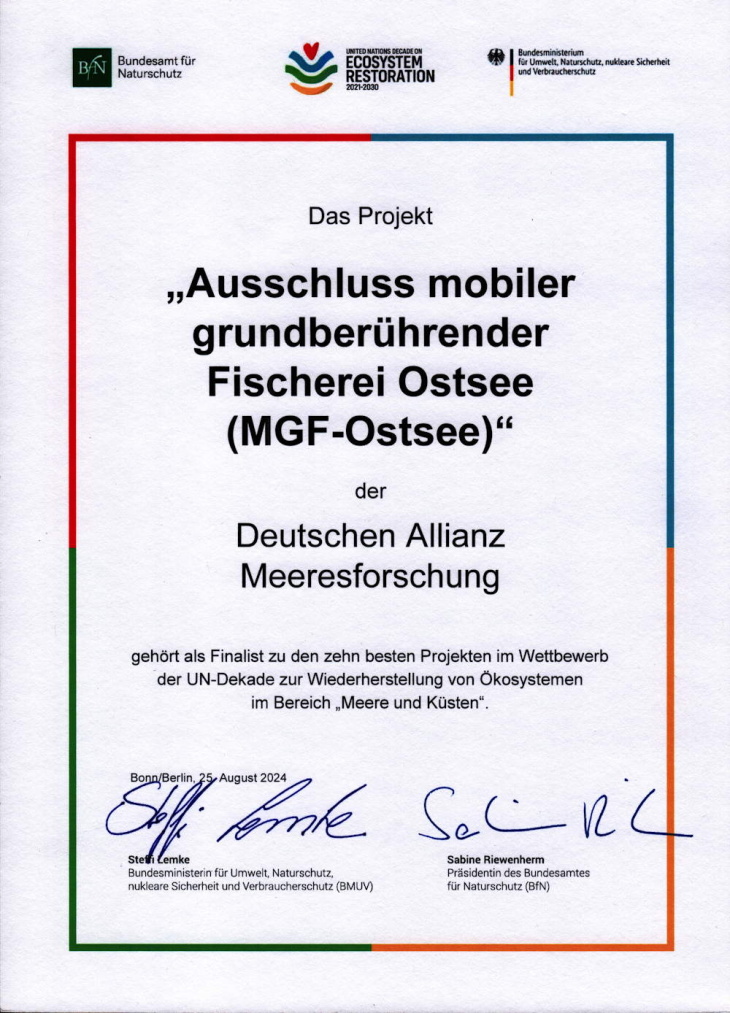 Urkunde Un Dekade Mgf-ostsee Ii Kl